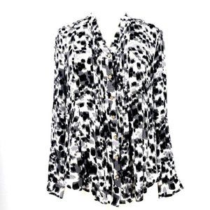 Umgee Cotton Blend Abstract Animal Print Blouse M